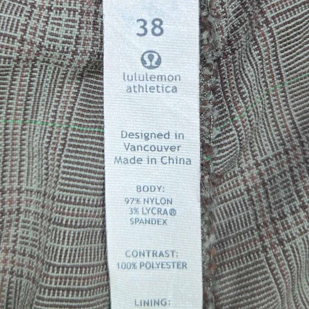Lululemon Athletica Kung Fu Pants Plaid Stretch Grey Mens 38x31 - Picture 8 of 12